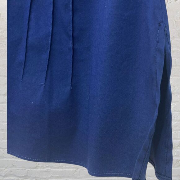 Lafayette 148 New York Blouse 20 Pintuck 3/4 Sleeve Button Down Navy Blue - Picture 10 of 14